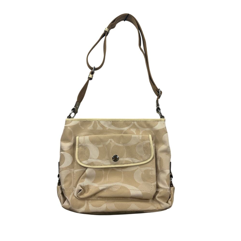Coach Kyra Shoulder Bag Signature Canvas Khaki Monogram Hobo Crossbody